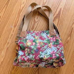 LAURA ASHLEY vintage floral canvas shoulder bag crossbody